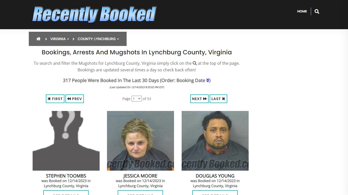 Bookings, Arrests and Mugshots in Lynchburg County, Virginia