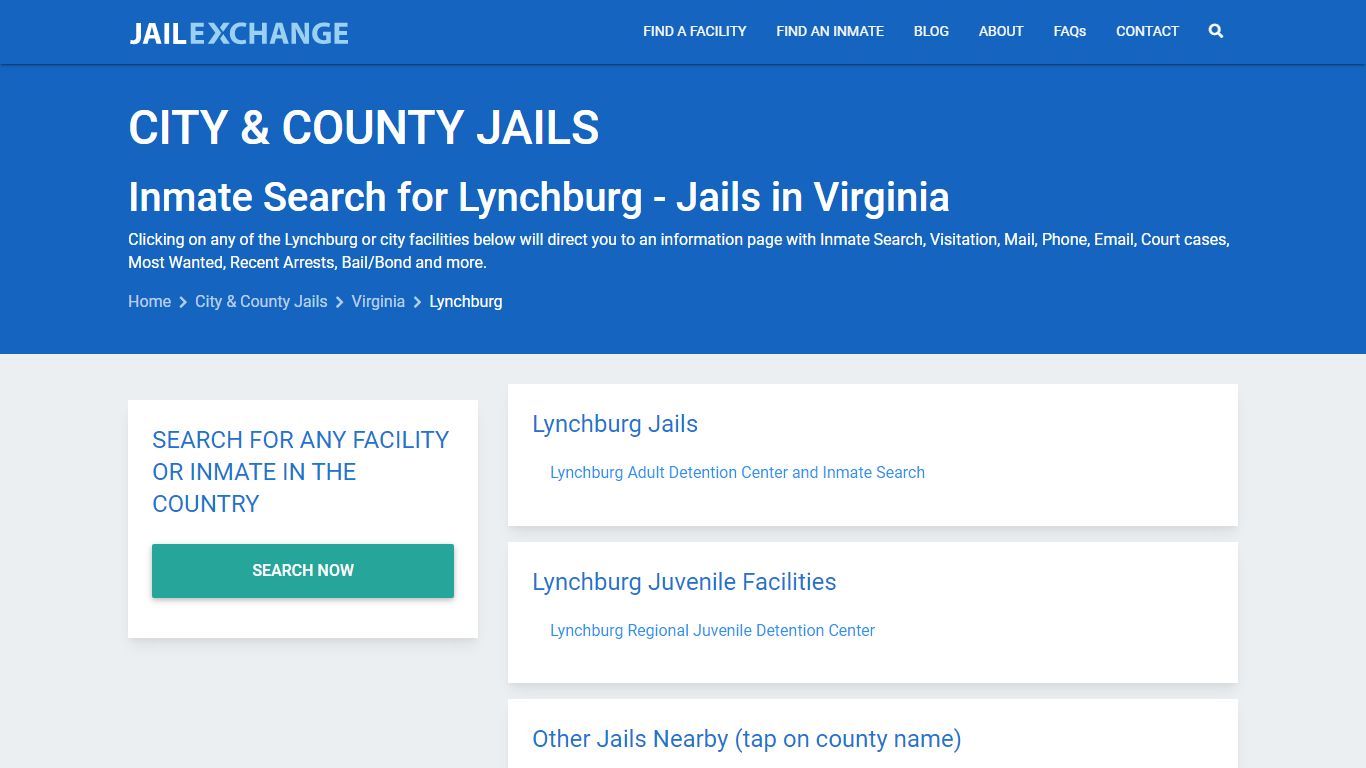 Inmate Search for Lynchburg | Jails in Virginia - Jail Exchange